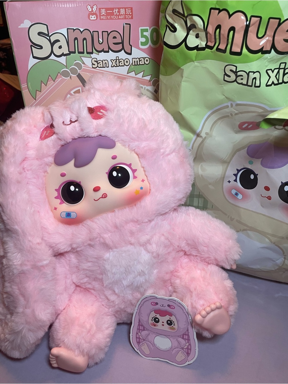 Authentic 500% Samuel Raspberry Rabbit Blind Box Plush Perfect condition